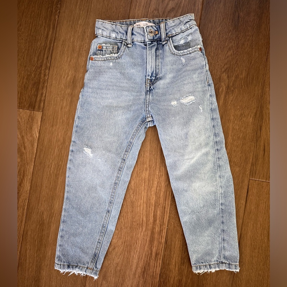 Zara Girls Denim Distressed “Dad Jeans”